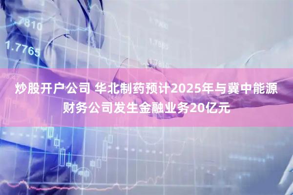 炒股开户公司 华北制药预计2025年与冀中能源财务公司发生金融业务20亿元